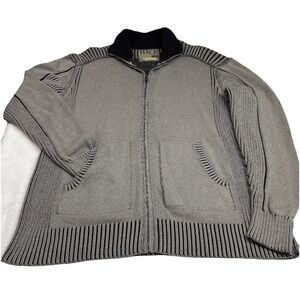 BKE Authentic Fit Men's XL Full Zip Cotton Ribbed Sweater Jacket Sherpa Collar
